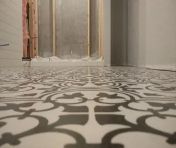 Black and white patterned porcelain floor tile